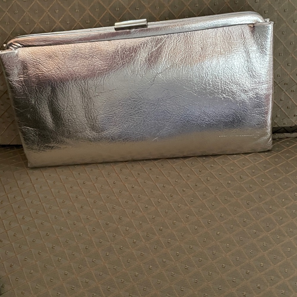 Silver Metallic Women’s Clutch Bag